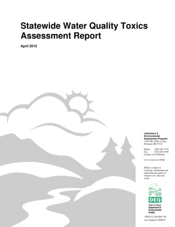 Statewide Water Quality Toxics Assessment Report - Oregon
