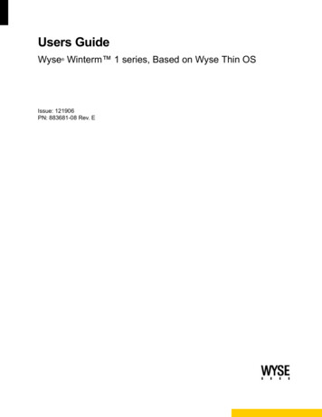 Users Guide: Wyse Winterm 1 Series, Based On Wyse Thin OS - Planar