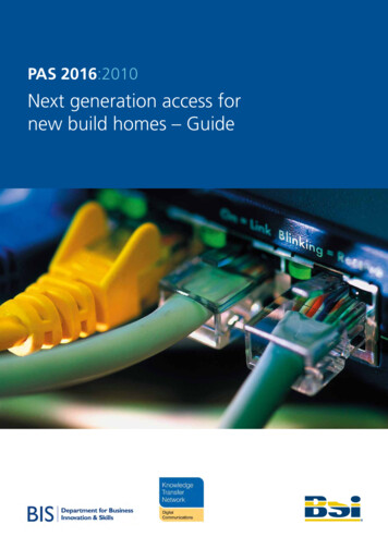 PAS 2016: 2010 - Next Generation Access For New Build Homes - Guide