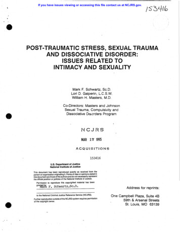 Post-traumatic Stress, Sexual Trauma And Dissociative Disorder .