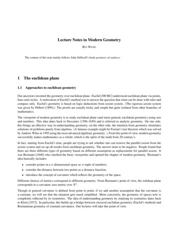 Lecture Notes In Modern Geometry - UCB Mathematics