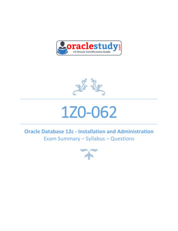 Oracle Database 12c Installation And Administration