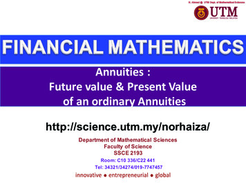 Annuities : Future Value & Present Value Of An Ordinary Annuities