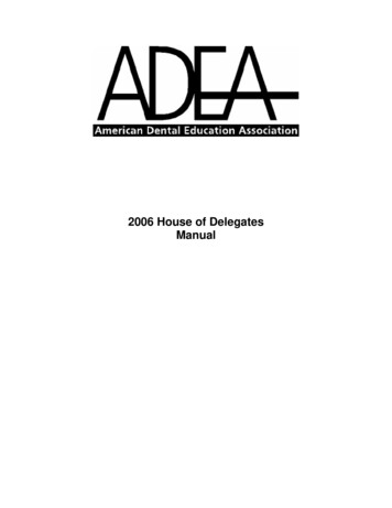 2006 House Of Delegates Manual - ADEA
