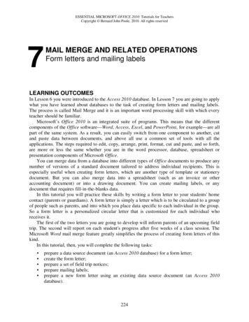 Essential Microsoft Office 2010 7 Mail Merge And Related Operations .