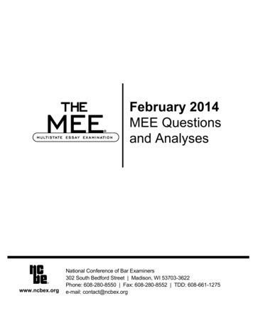 February 2014 MEE Questions And Analyses - NCBE