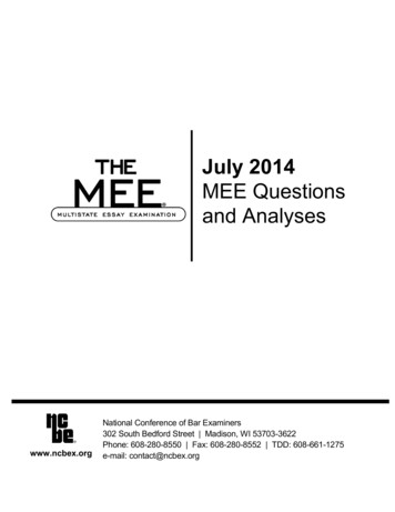 July 2014 MEE Questions And Analyses - NCBE