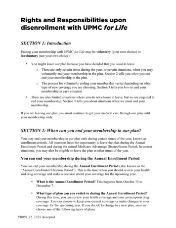 Rights And Responsibilities Upon Disenrollment With . - UPMC Health Plan