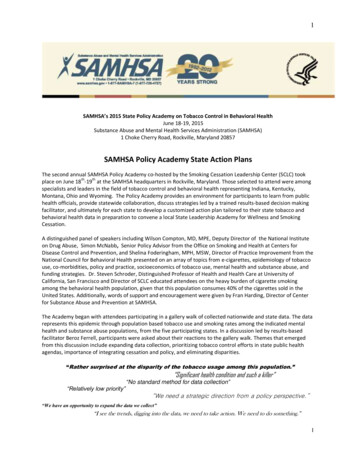 SAMHSA Policy Academy State Action Plans - UCSF