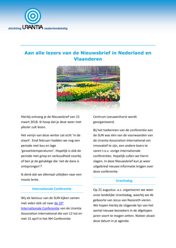 Aan Alle Lezers Van De Nieuwsbrief In Nederland En Vlaanderen - IMU