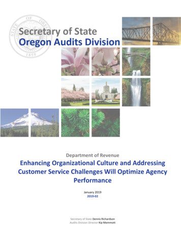 Department Of Revenue: Enhancing Organizational Culture And . - Oregon