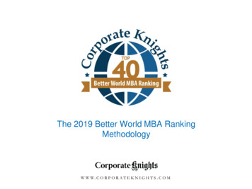 2019 Better World MBA Ranking - Corporate Knights