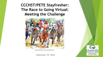 CCCHST/PETE Stayfresher: The Race To Going Virtual . - National PETE