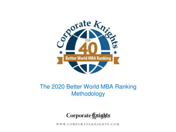 2020 Better World MBA Ranking - Corporate Knights