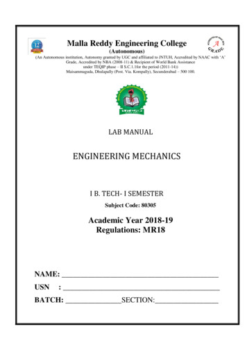 ENGINEERING MECHANICS - MREC Academics