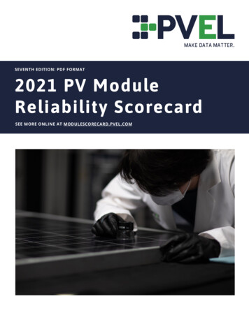 SEVENTH EDITION: PDF FORMAT 2021 PV Module Reliability Scorecard - PVEL LLC