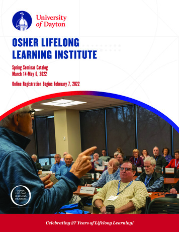 OSHER LIFELONG LEARNING INSTITUTE - University Of Dayton