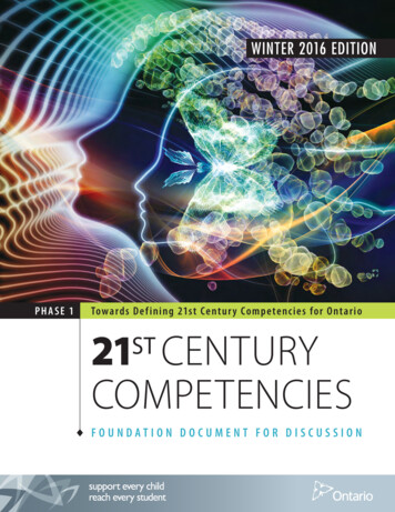 21st Century Competencies: Foundation Document For Discussion