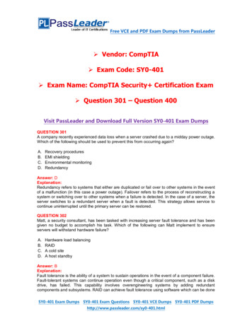 Vendor: CompTIA Exam Code: SY0-401 Exam Name: CompTIA Security .