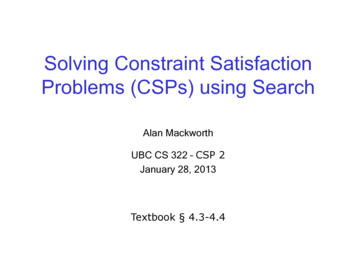 Solving Constraint Satisfaction Problems (CSPs) Using Search