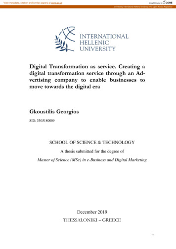 Digital Transformation As Service. Creating A Digital . - CORE