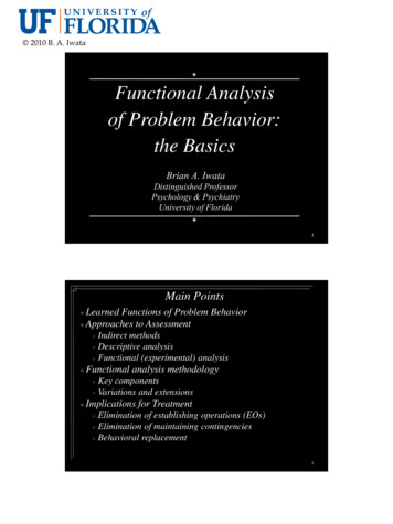Functional Analysis Of Behavior - Pennsylvania State University