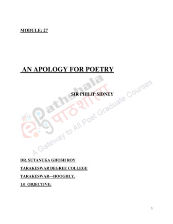 AN APOLOGY FOR POETRY - INFLIBNET Centre