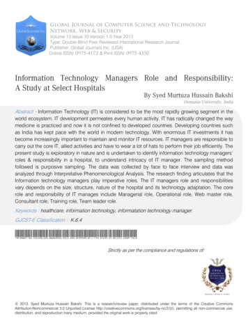 Information Technology Managers Role And Responsibility: A Study At .