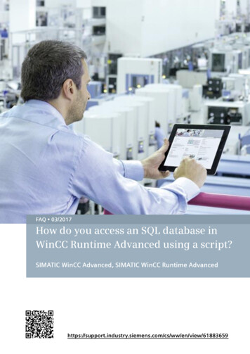 How Do You Access An SQL Database In WinCC Runtime Advanced . - Siemens