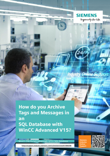 How Do You Archive Tags And Messages In SQL Database With WinCC .