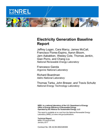 Electricity Generation Baseline Report - NREL