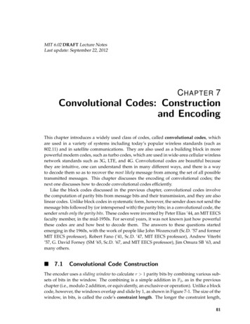 HAPTER Convolutional Codes: Encoding