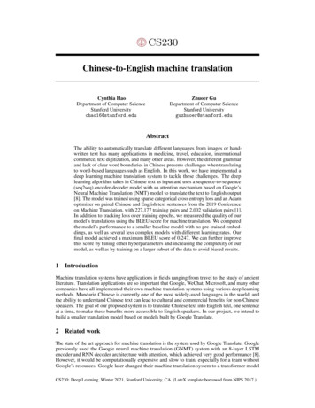 Chinese-to-English Machine Translation - CS230 Deep Learning