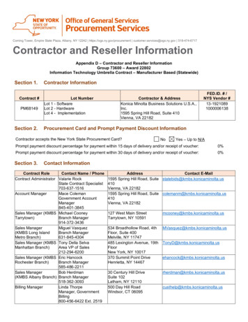Contractor And Reseller Information