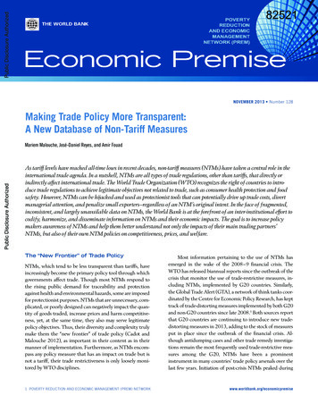 Number 128 Making Trade Policy More Transparent: A New Database Of Non .