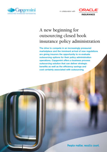 A New Beginning For Outsourcing Closed Book Insurance . - Capgemini