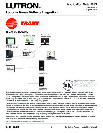 August 2014 Lutron / Trane BACnet Integration