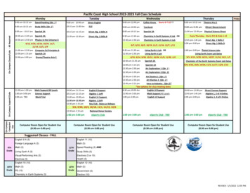 Pacific Coast High School 2022-2023 Fall Class Schedule