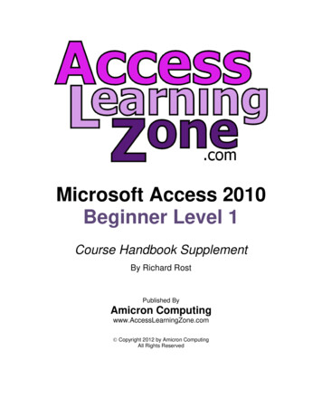 Microsoft Access 2010 Beginner Level 1