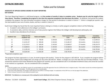 CATALOG 2020-2021 ADDENDUM A Tuition And Fee Schedule - South Coast College