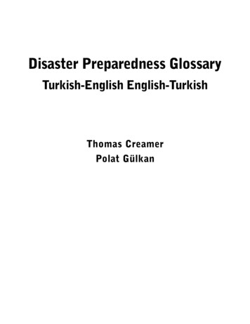 Disaster Preparedness Glossary - Ankara Üniversitesi