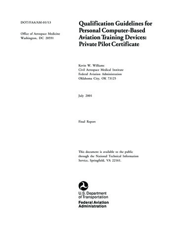 Qualification Guidelines For Personal Computer-based Aviation Training .