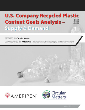 U.S. Company Recycled Plastic Content Goals Analysis - Supply & Demand