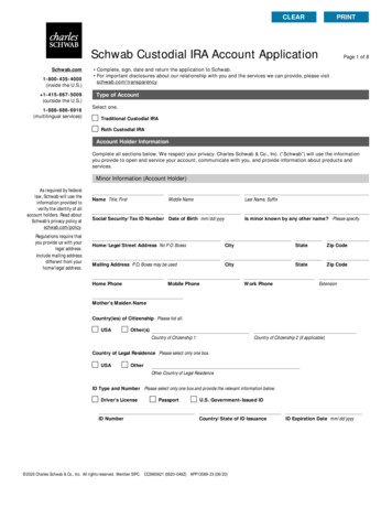 Schwab Custodial IRA Account Application