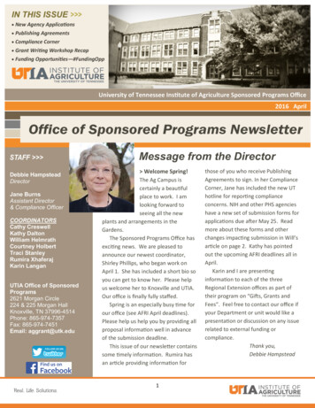 Office Of Sponsored Programs Newsletter
