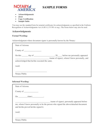 SAMPLE FORMS - Notary Of America
