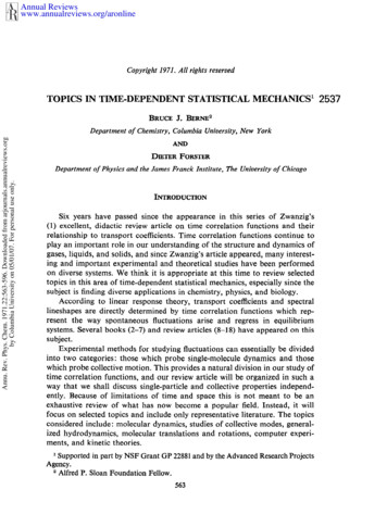Topics In Time-Dependent Statistical Mechanics