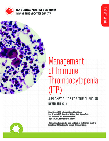 Ash ITP Pocket Guide For Web - American Society Of Hematology