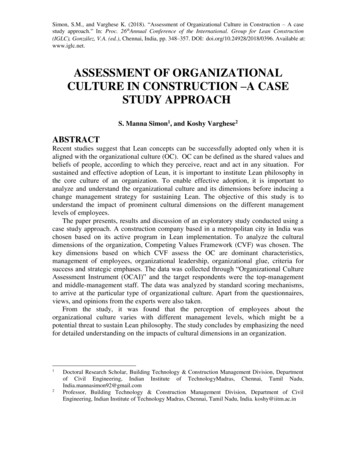 ASSESSMENT OF ORGANIZATIONAL CULTURE IN CONSTRUCTION A CASE . - Microsoft