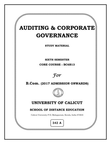 Auditing & Corporate Governance